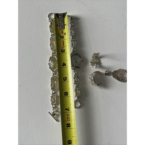 Premier Designs Jewelry Silver Tone Set Watch, Bracelet, Earrings, Pendant - Picture 14 of 16